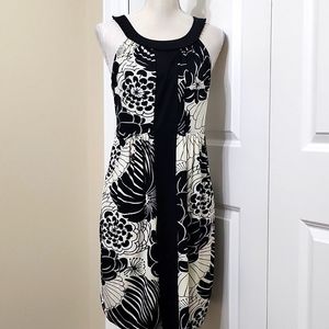 JONATHAN MARTIN  FLORAL BLACK & CREAM HALTER DRESS SZ 10P EXCELLENT CONDITION